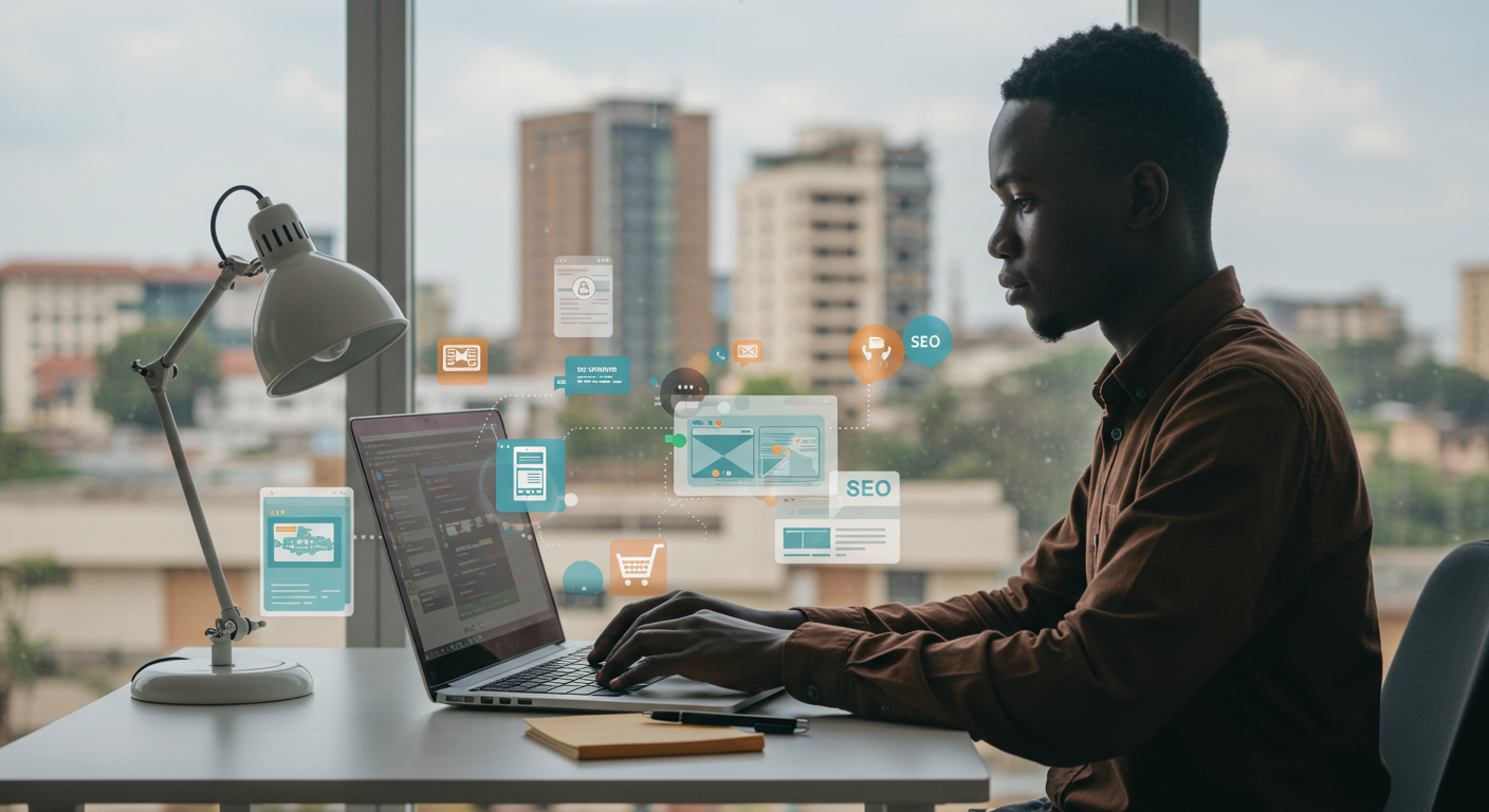 Developer testing a mobile-first e-commerce website for an African business